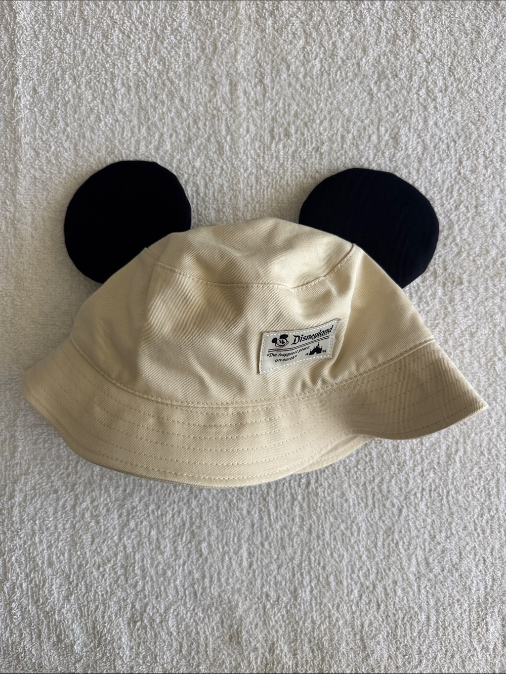 Disney Disneyland Resort Beige Bucket Hat with Black Mickey Ears